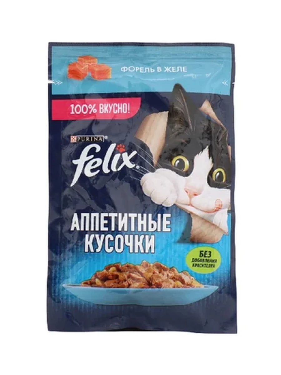 Корм д/кошек FELIX форель в желе 75гр