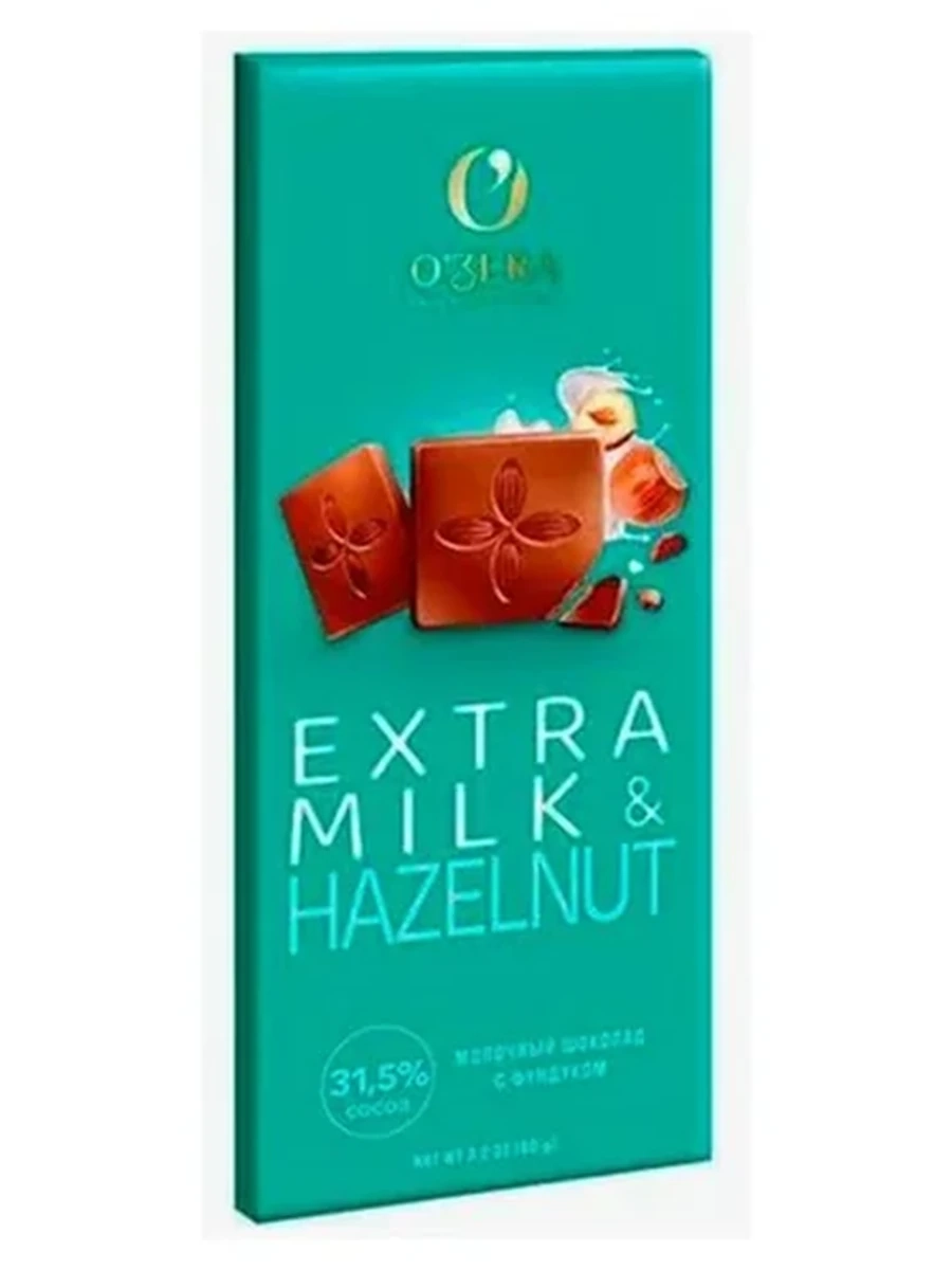 ШОКОЛАД O'ZERA MILK&EXTRA HAZELNUT МОЛОЧНЫЙ 90ГР