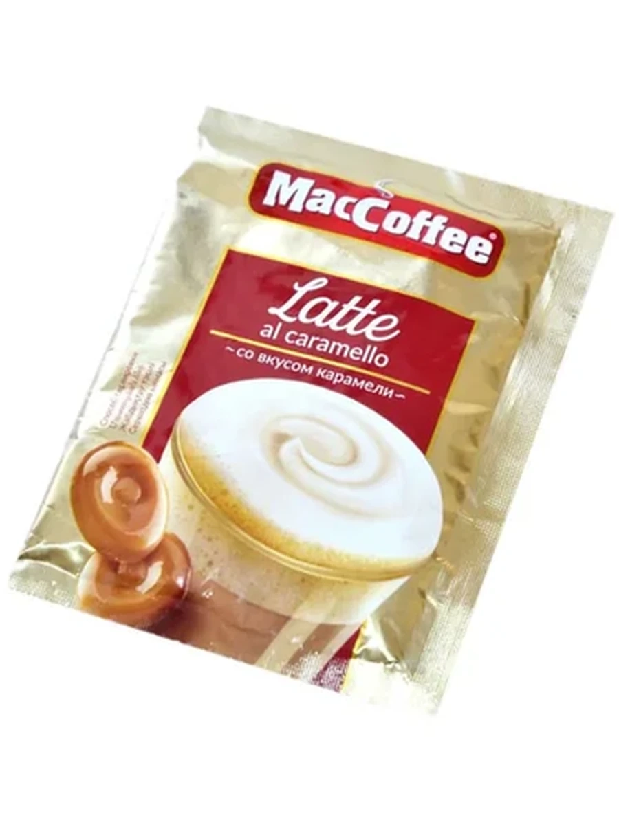 КОФЕ MACCOFFEE LATTE СО ВКУСОМ КАРАМЕЛИ 3В1 22ГР