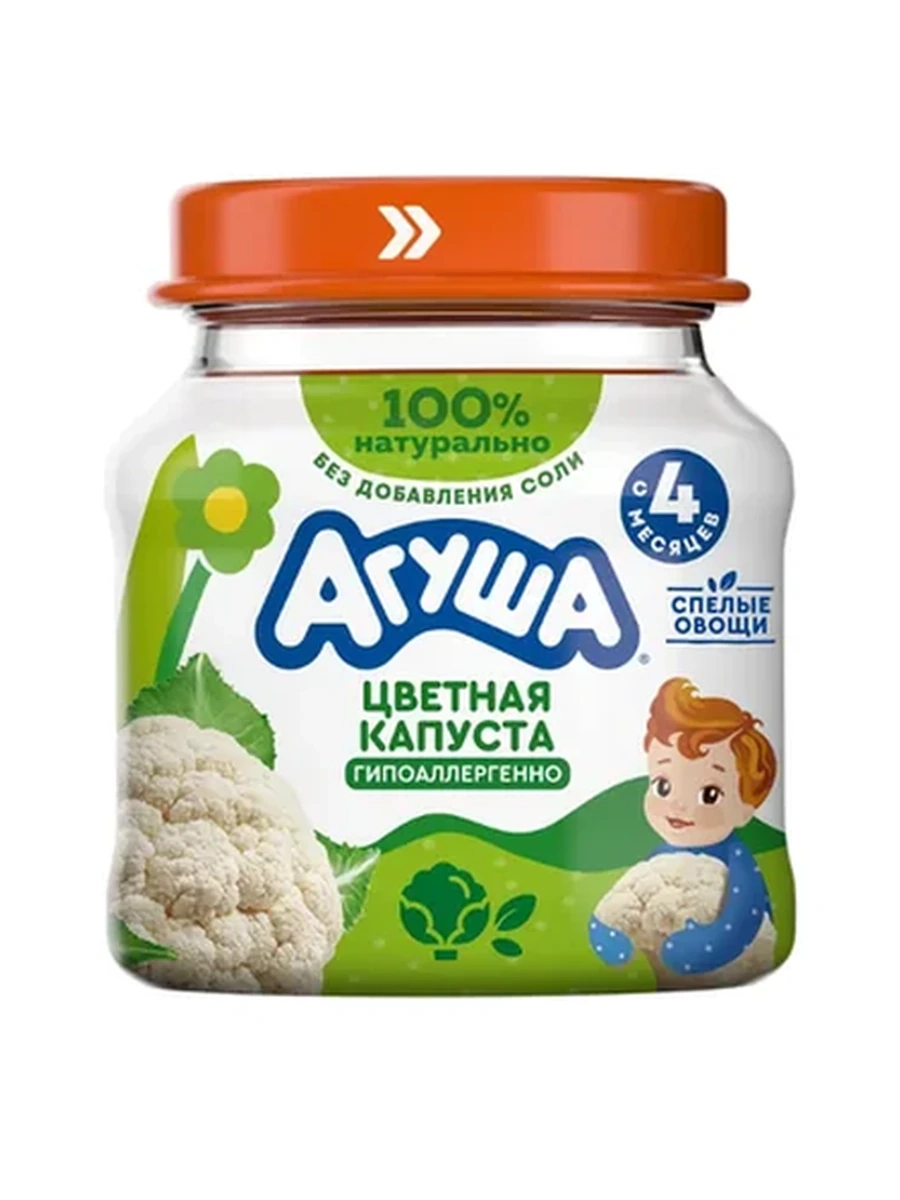 ПЮРЕ ОВОЩНОЕ АГУША КАПУСТА ЦВЕТНАЯ С 4 МЕС СТ/Б 80ГР