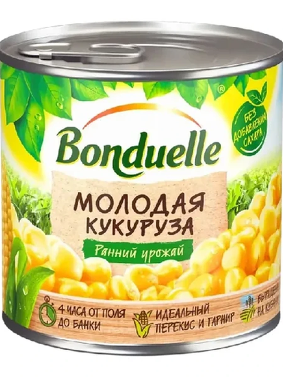КУКУРУЗА КОНСЕРВИРОВАННАЯ BONDUELLE МОЛОДАЯ Ж/Б 212МЛ