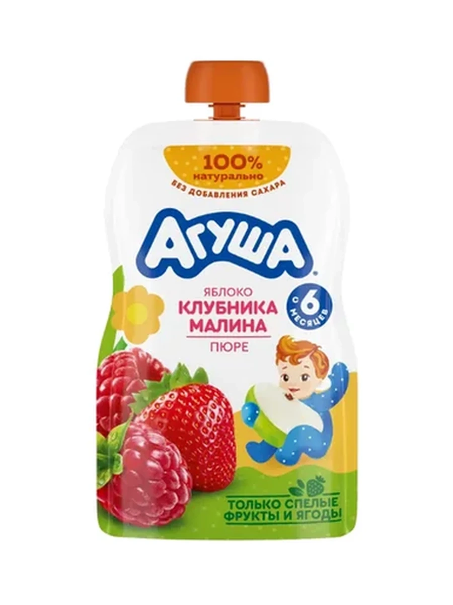 Агуша яблоко-клубника-малина 90гр