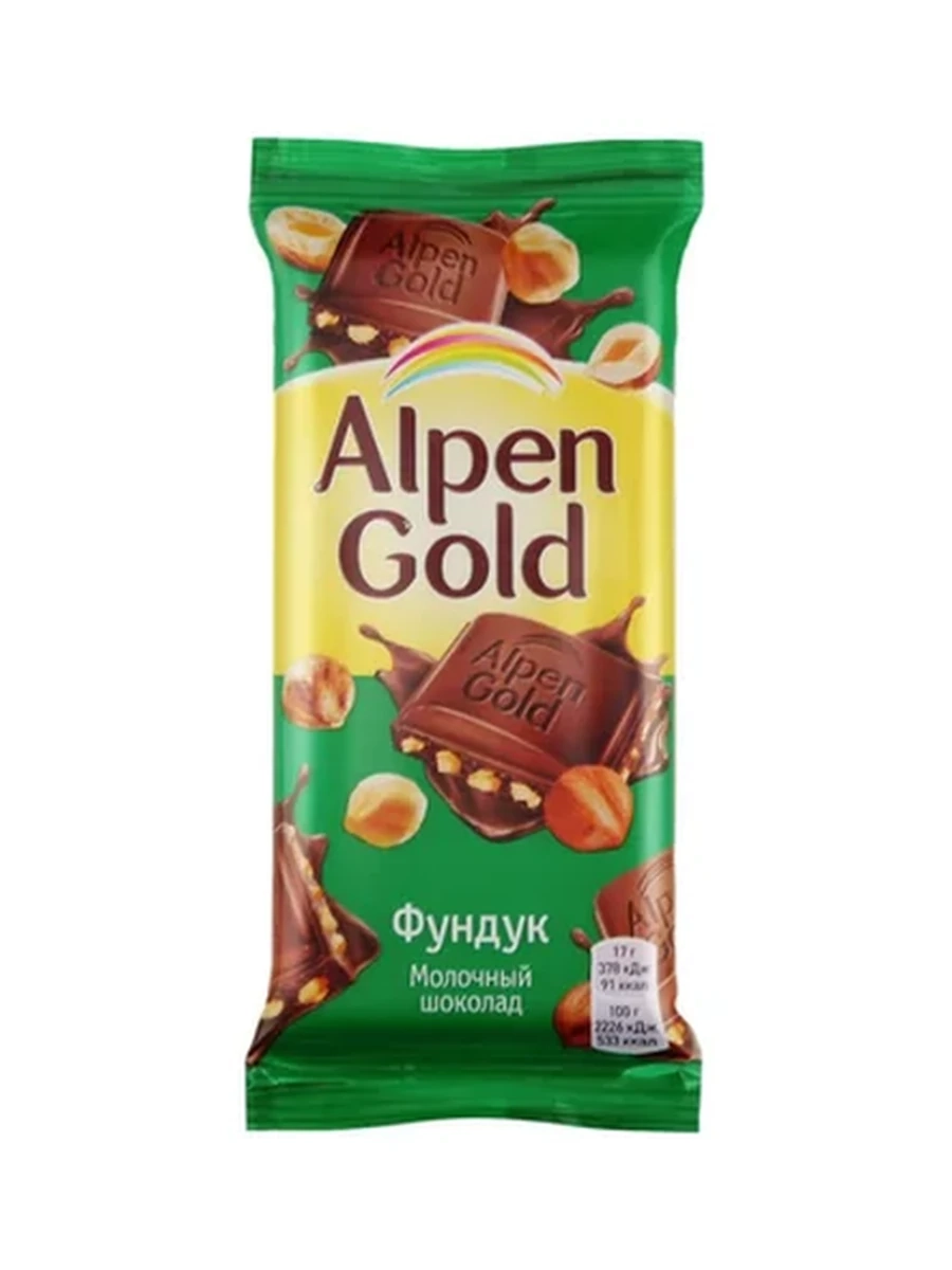 ШОКОЛАД ALPEN GOLD МОЛОЧНЫЙ С ФУНДУКОМ 80ГР