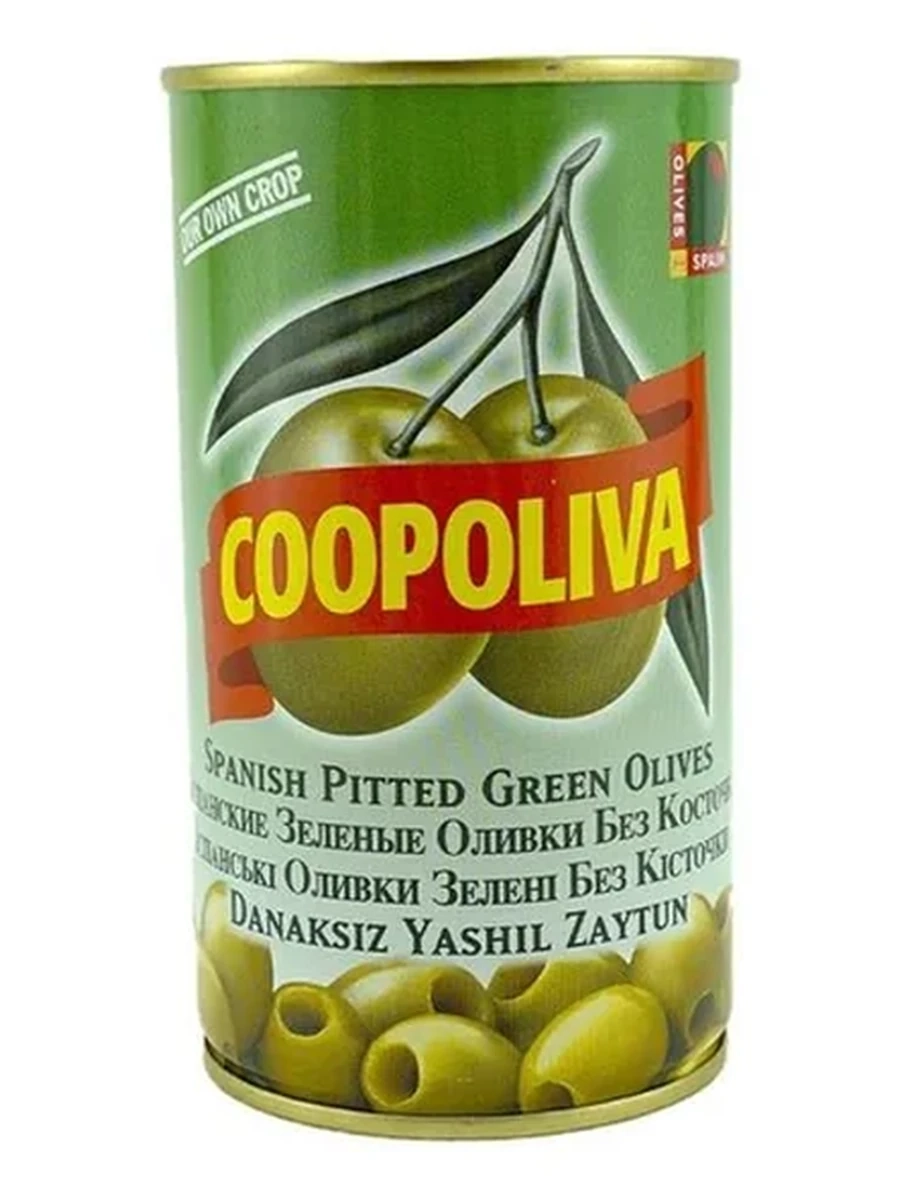 ОЛИВКИ COOPOLIVA ЗЕЛЕНЫЕ БЕЗ КОСТ 350ГР