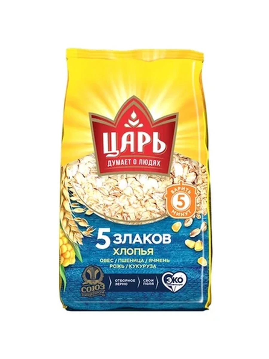 Хлопья Царь 5злаков овсян/пшениц/ячмен/ржан/кукур 400гр