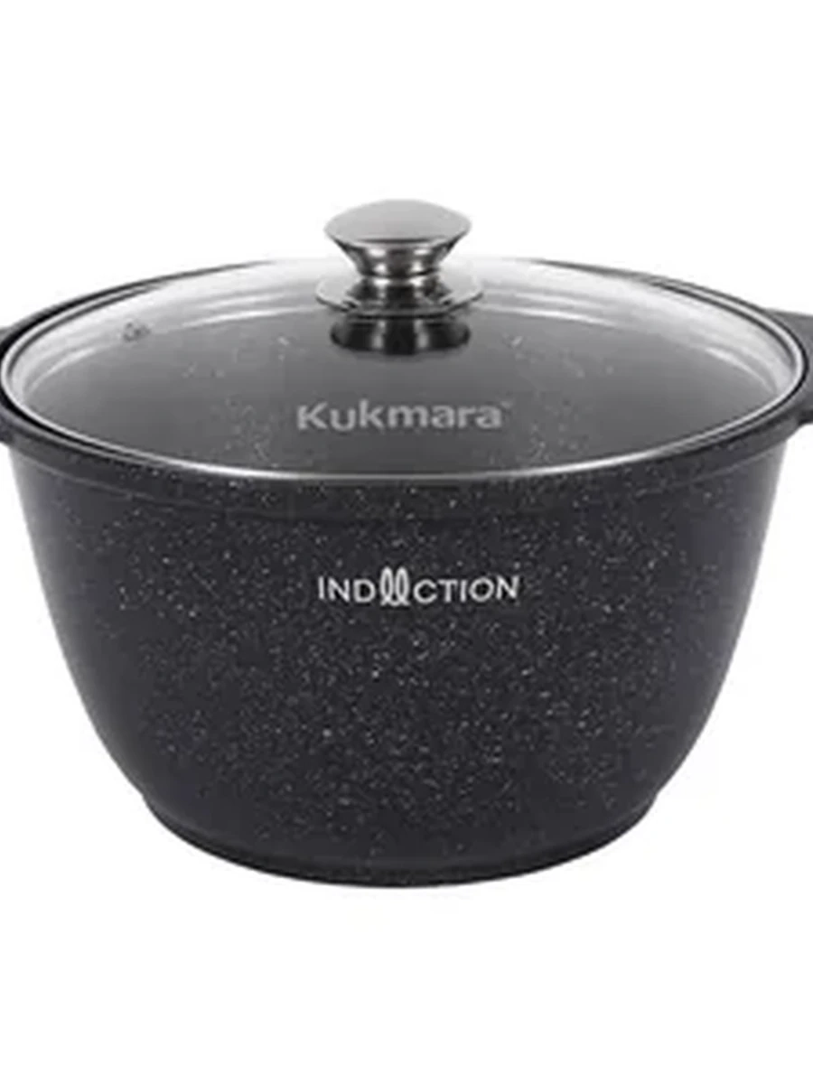 Кастрюля Kukmara 4 л из серии Marble Induction (тёмный мрамор)