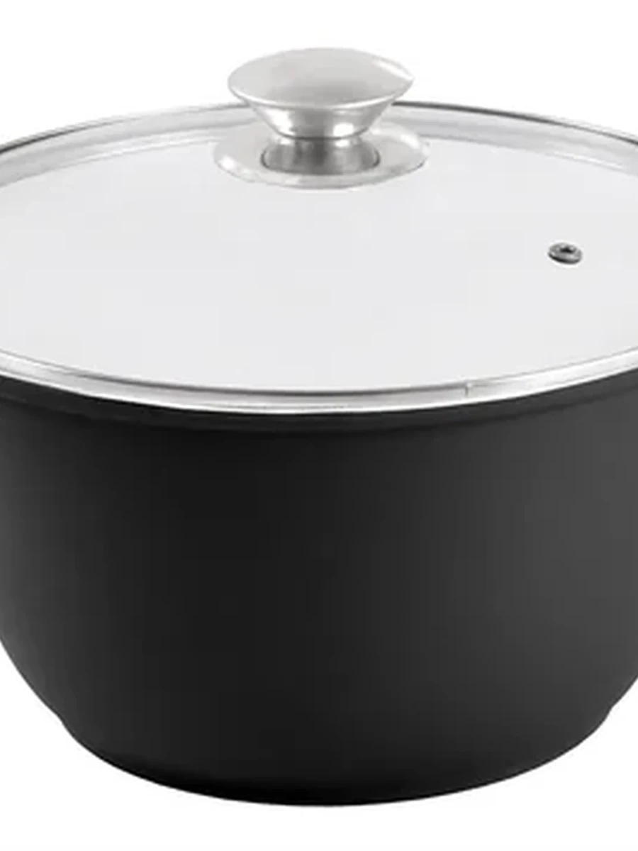 Кастрюля Kukmara 6 л с декоративным покрытием (Черный) со стеклянной крышкой