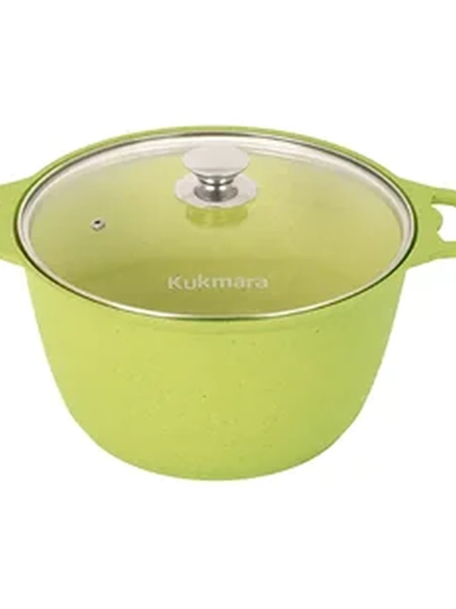 Кастрюля Kukmara 6 л со стеклянной крышкой, АП линия Trendy style (Lime)