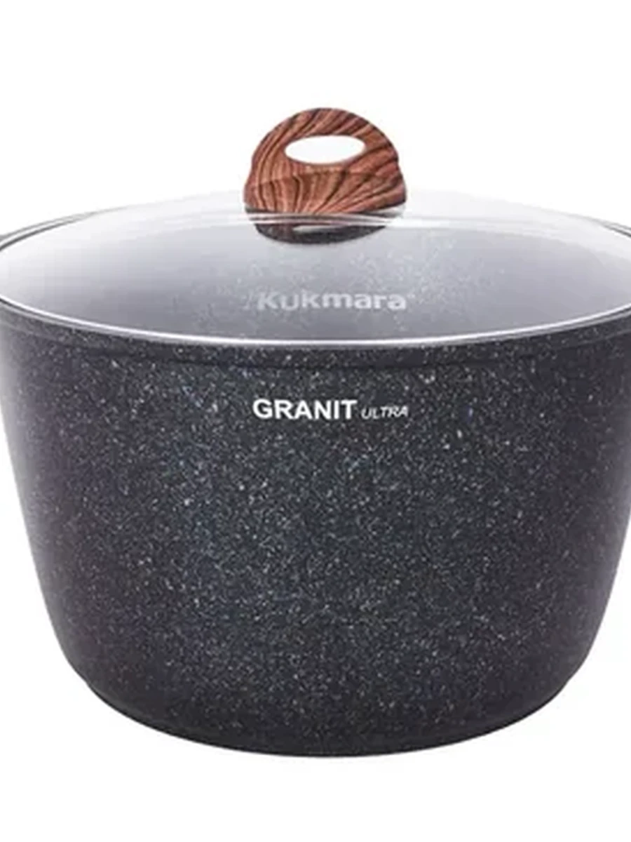 Кастрюля Kukmara 8 л со стеклянной крышкой, АП линия Granit Ultra (Blue)