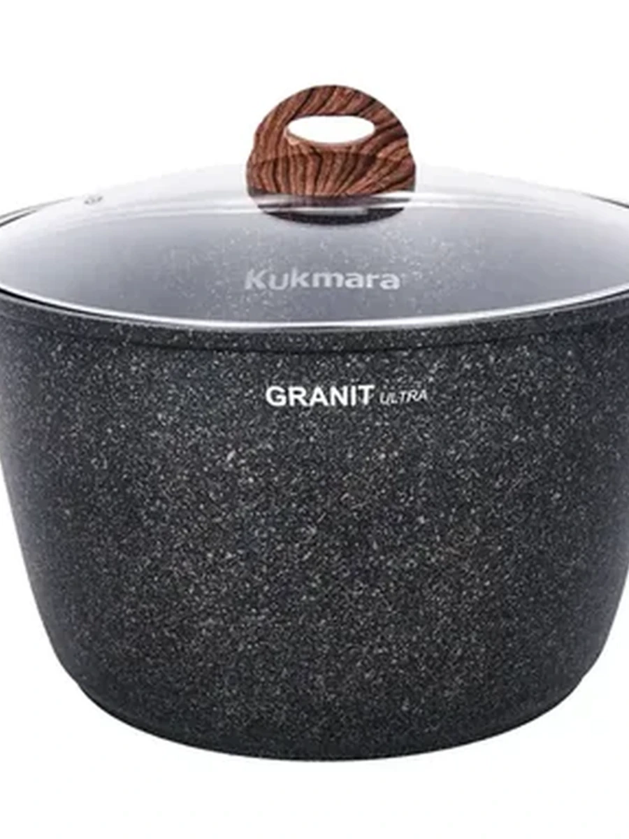 Кастрюля Kukmara 10 л со стеклянной крышкой, АП линия Granit Ultra (Blue)