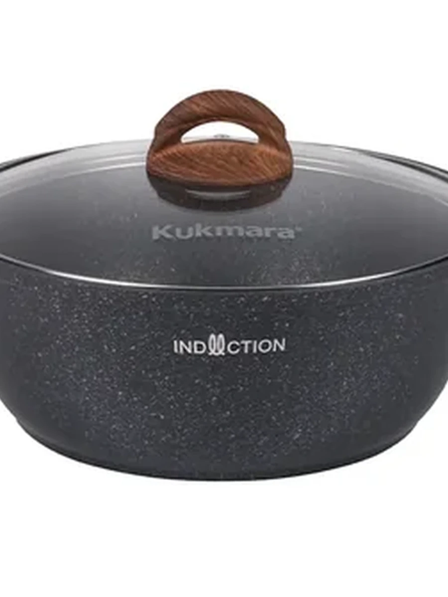 Кастрюля-жаровня Kukmara 4 л со стеклянной крышкой, АП линия Granit Ultra Induction (Blue)