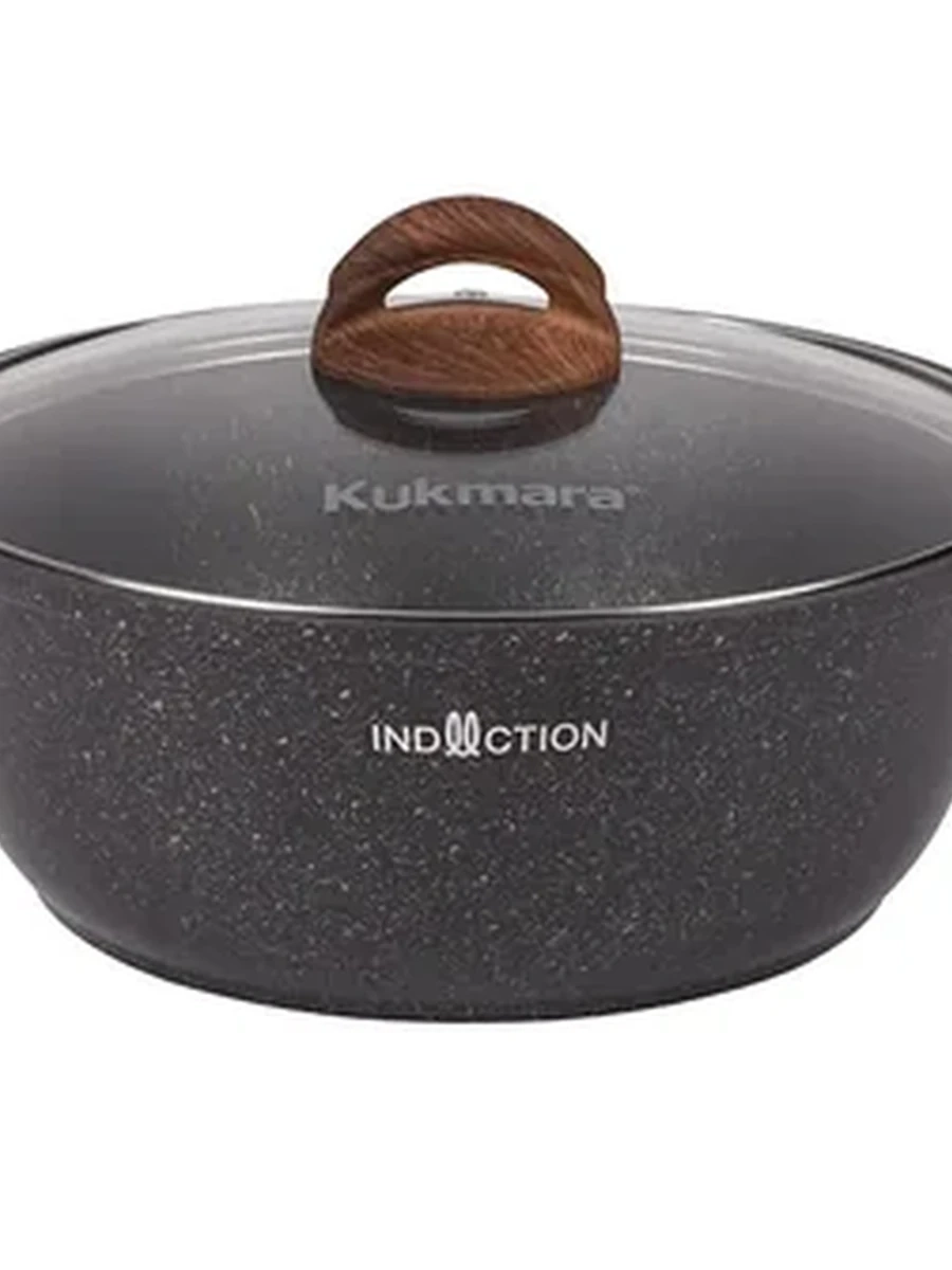 Кастрюля-жаровня Kukmara 4 л со стеклянной крышкой, АП линия Granit Ultra Induction (Original)