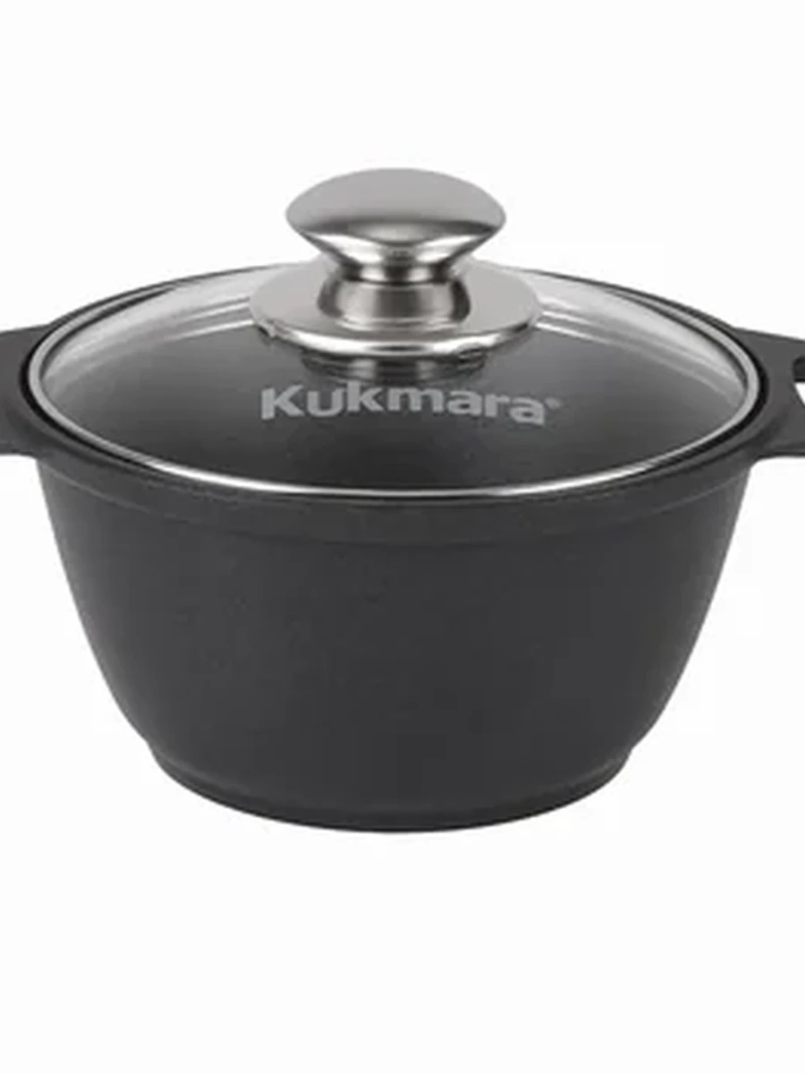 Кастрюля Kukmara 1л с антипригарным покрытием, со стеклянной крышкой