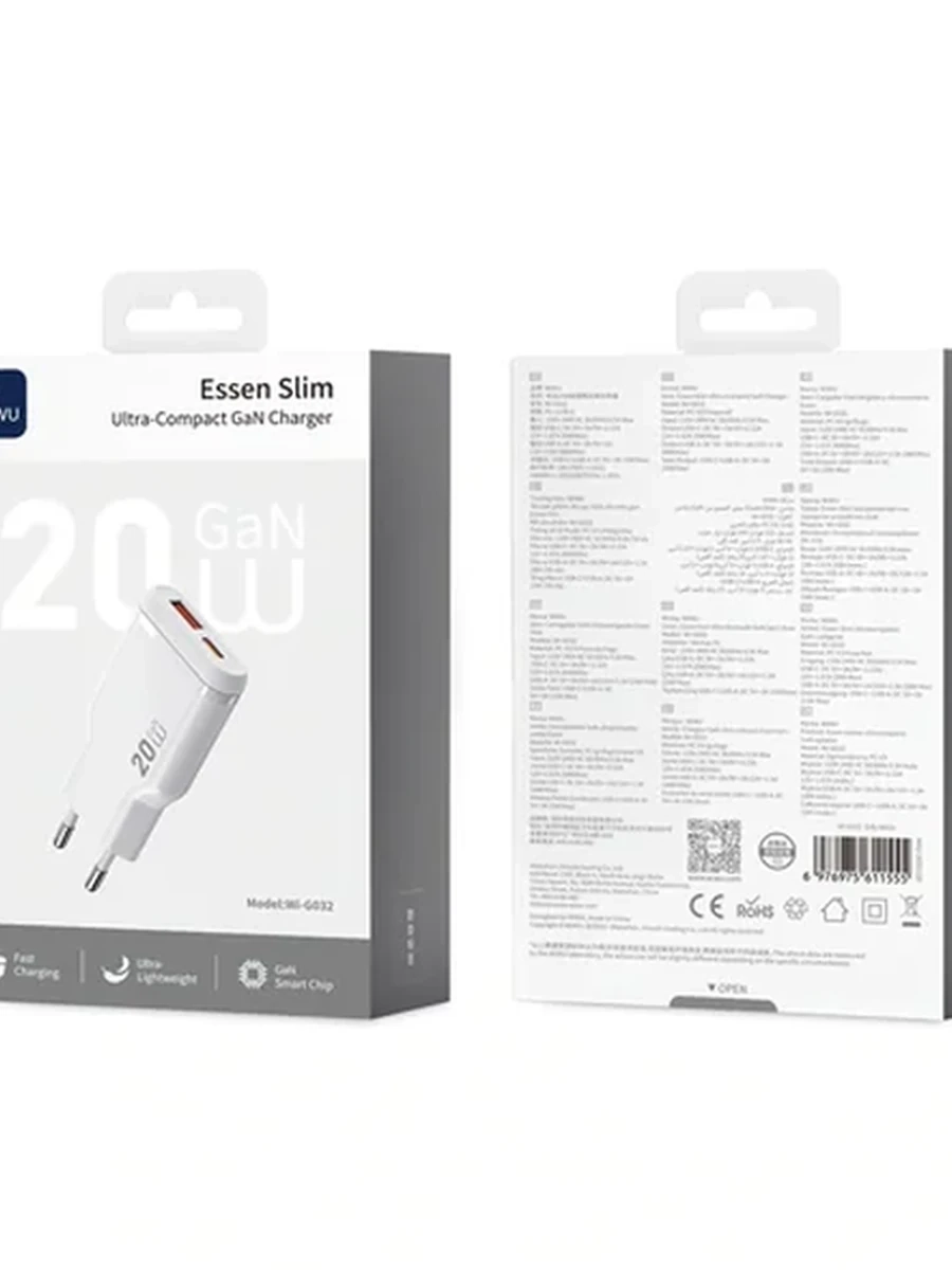 Зарядное устройство Wiwu 20W Essen Slim Ultra-Compact GaN Charger Wi-G032