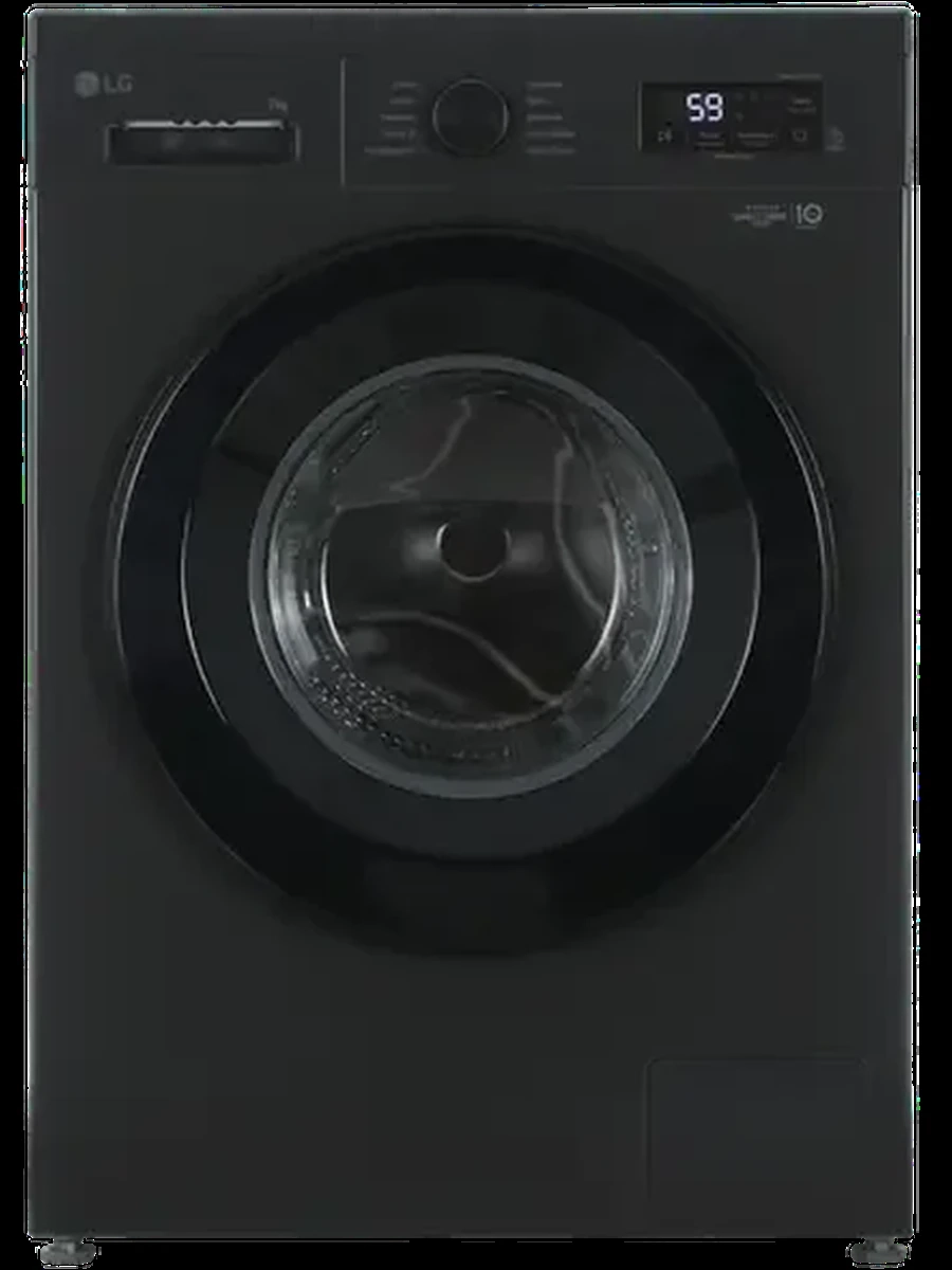 Стиральная машина LG F2Y1HS6J [фронтальная, стирка 7 кг, 1200 об/мин, инвертор, пар, 60 см x 85 см x 45.5 см] черный, черный, дисплей
