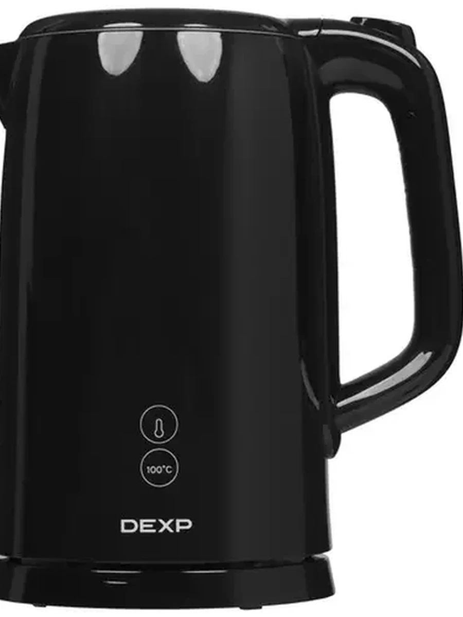 Электрочайник DEXP DK-180A [пластик/металл, 1.7 л, 1950 Вт, 5 температурных режимов, с окном, Strix] Черный