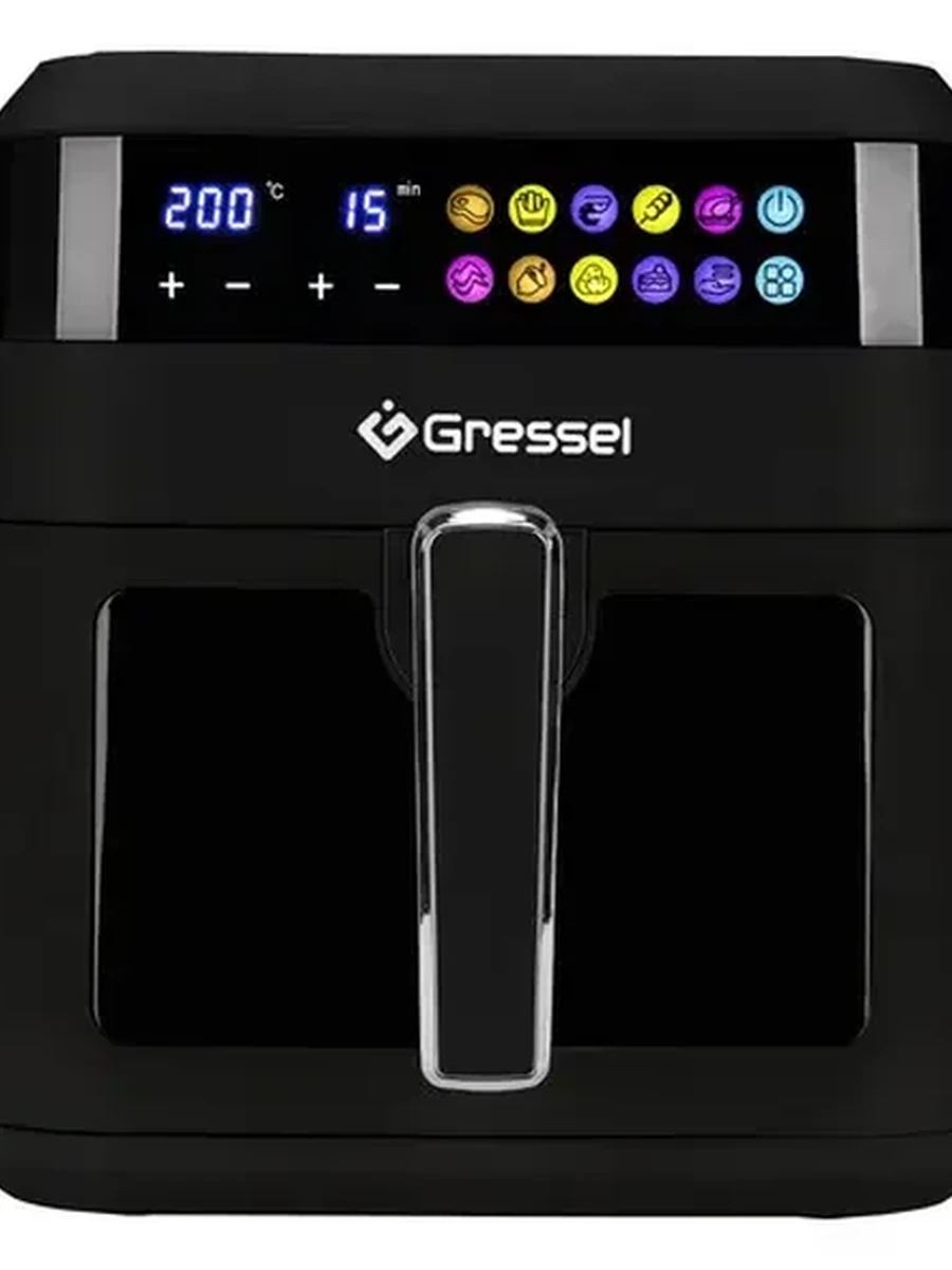Аэрогриль Gressel RGAF-771822 [1500 Вт, 6 л, упр. - сенсор, программ - 9, черный, серебристый]