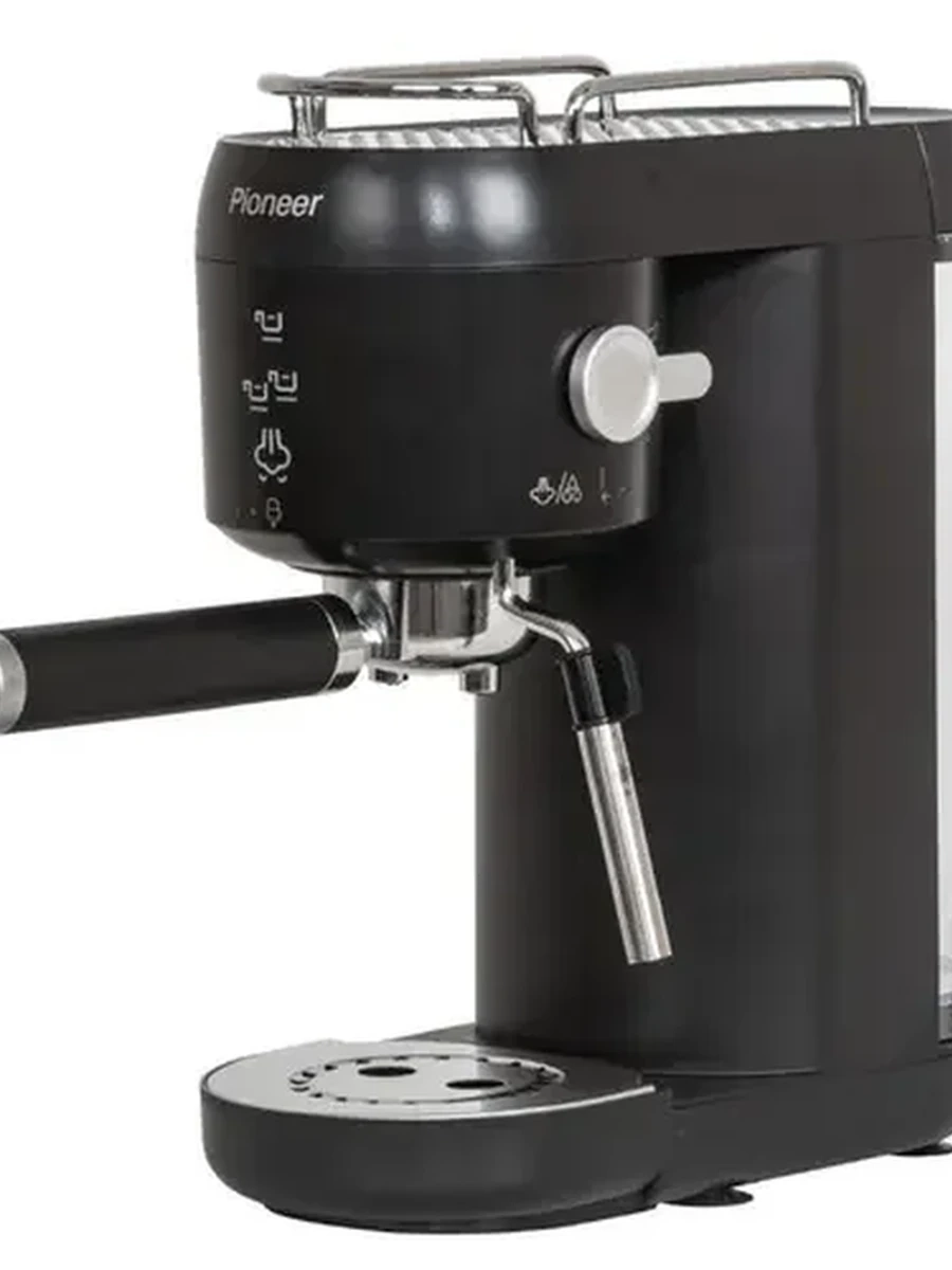 Кофеварка рожковая Pioneer CM109P black [исп. кофе - молотый, 1400 Вт, 20 Бар, 1 л, черный, серебристый]