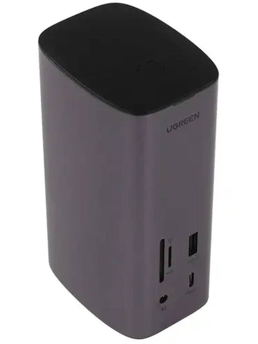 Док-станция Ugreen (CM555) [USB 3.0 Type-A, Type-С, HDMI, DP, LAN, TF&SD-1, 3,5 мм, USB-C (PD), металл] серый