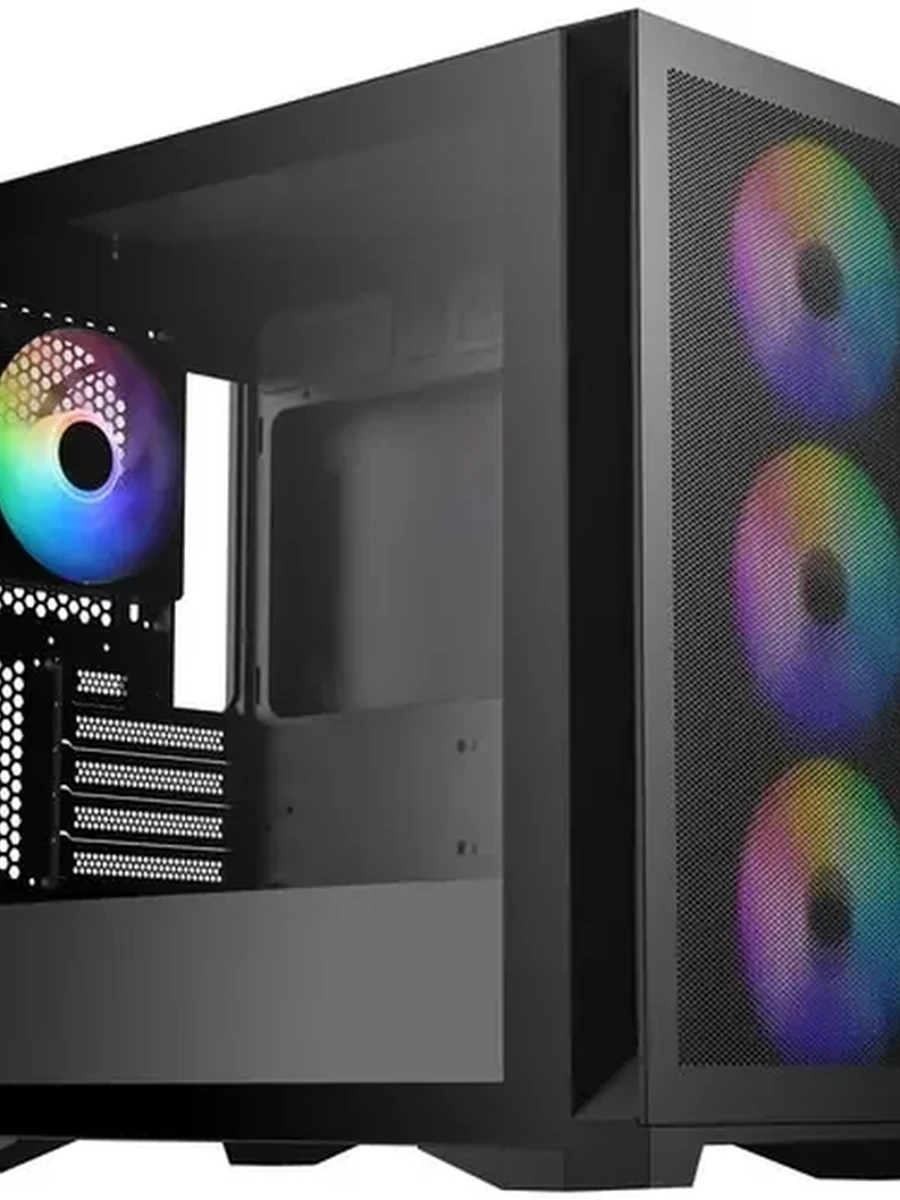 Корпус ARDOR GAMING Aeris RM1, Minitower, Black, USB 3.2*2, USB Type-C, 0.7 mm, 4x120 ARGB, без БП