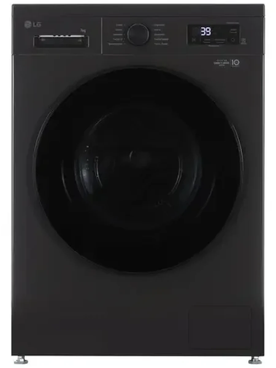 Стиральная машина LG F2Y1HS5J [фронтальная, стирка 7 кг, 1200 об/мин, инвертор, пар, 60 см x 85 см x 45.5 см] черный, черный, дисплей