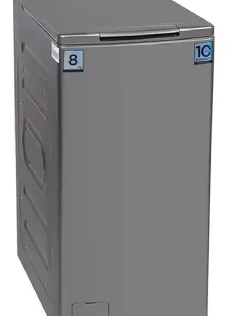 Стиральная машина Midea MF100T80BS/S-RU  [вертикальная, стирка 8 кг, 1300 об/мин, пар, 61 см x 87.5 см x 40 см] серый, дисплей