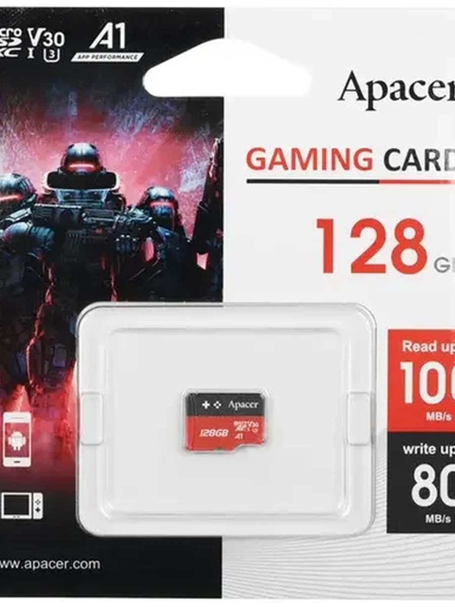 Карта памяти Apacer Gaming [microSDXC, V30, A1, 128 Gb, 100 Mb/s]