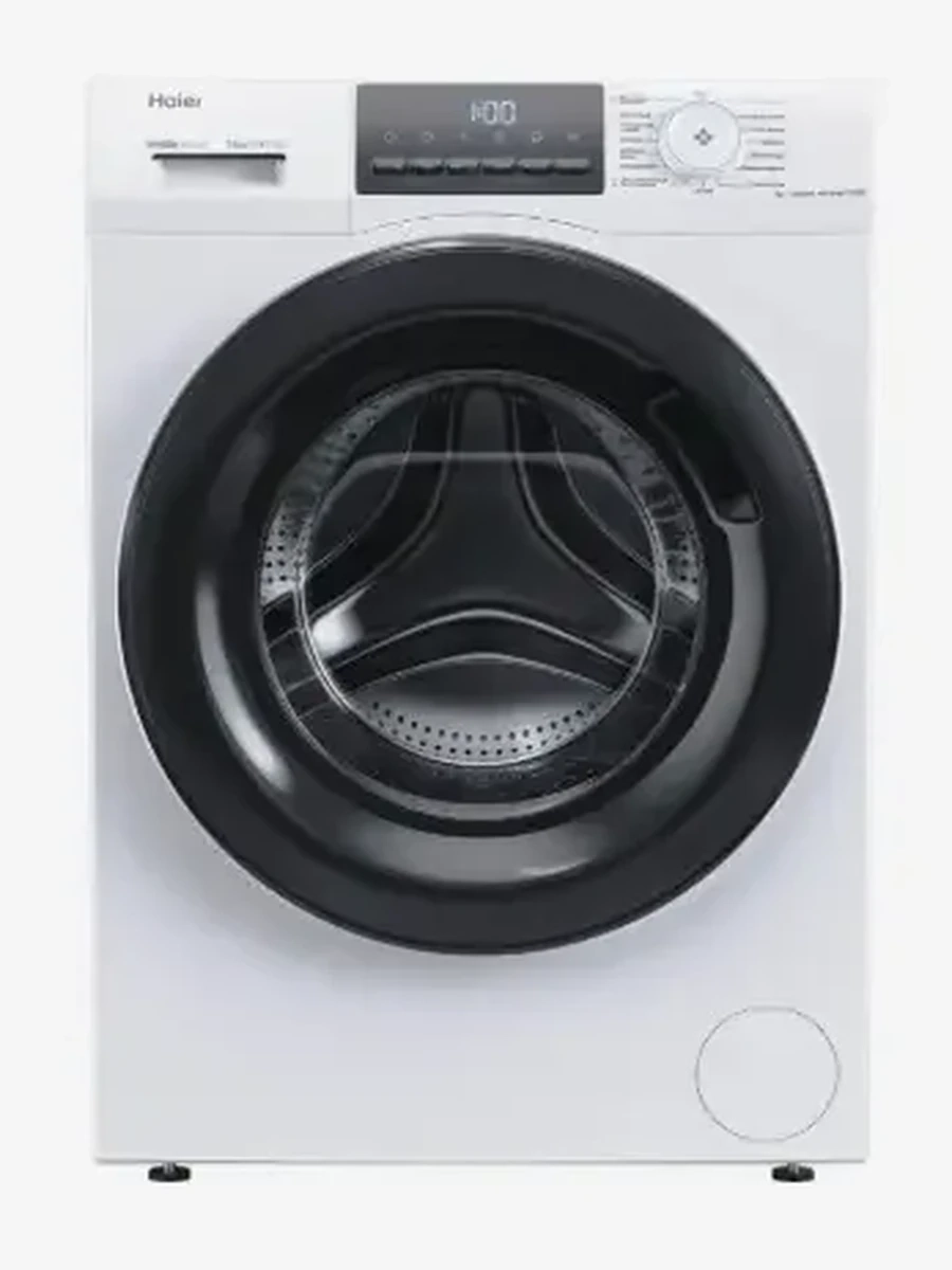 Стиральная машина Haier HW70-BP12929E  [фронтальная, стирка 7 кг, 1200 об/мин, пар, 59.5 см x 85 см x 46 см] белый, черный, дисплей