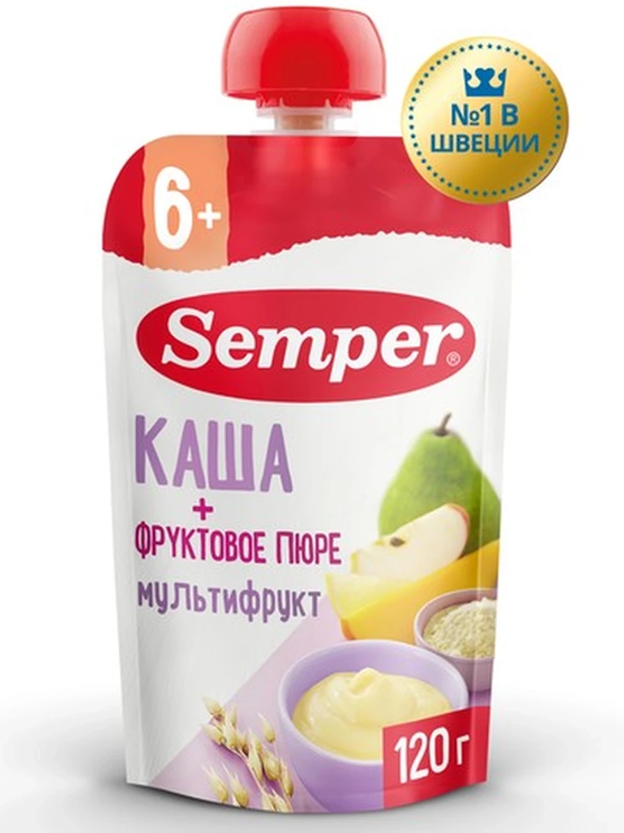 Semper пюре "Мультифруктовое пюре с кашей" (120грx12)