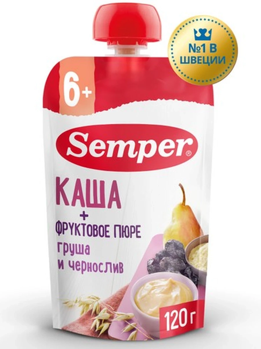 Semper пюре "Грушево-черносливовое с кашей" (120грх12)
