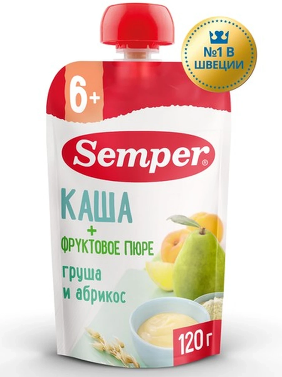 Semper пюре "Грушево-абрикосовое пюре с кашей" (120грx12)