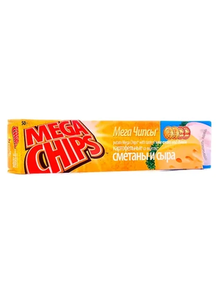 ЧИПСЫ MEGACHIPS СО ВКУСОМ СМЕТАНЫ И СЫРА 50ГР