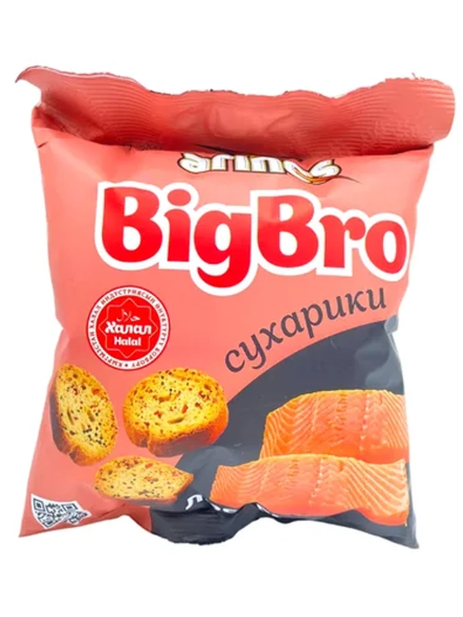 СУХАРИКИ BIGBRO СО ВКУСОМ ЛОСОСЯ 20ГР