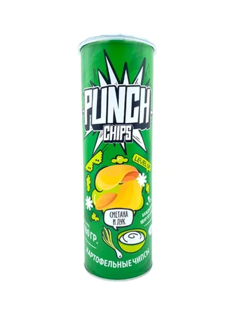 ЧИПСЫ PUNCH СО ВКУСОМ СМЕТАНЫ И ЛУКА 160ГР