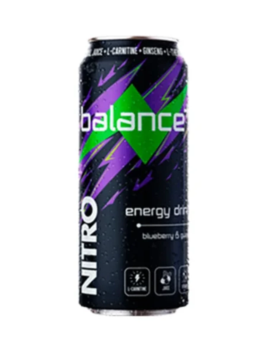 НАПИТОК ЭНЕРГЕТИЧЕСКИЙ NITRO BALANCE BLUEBERRY&GUAVA 0,45Л Ж/Б