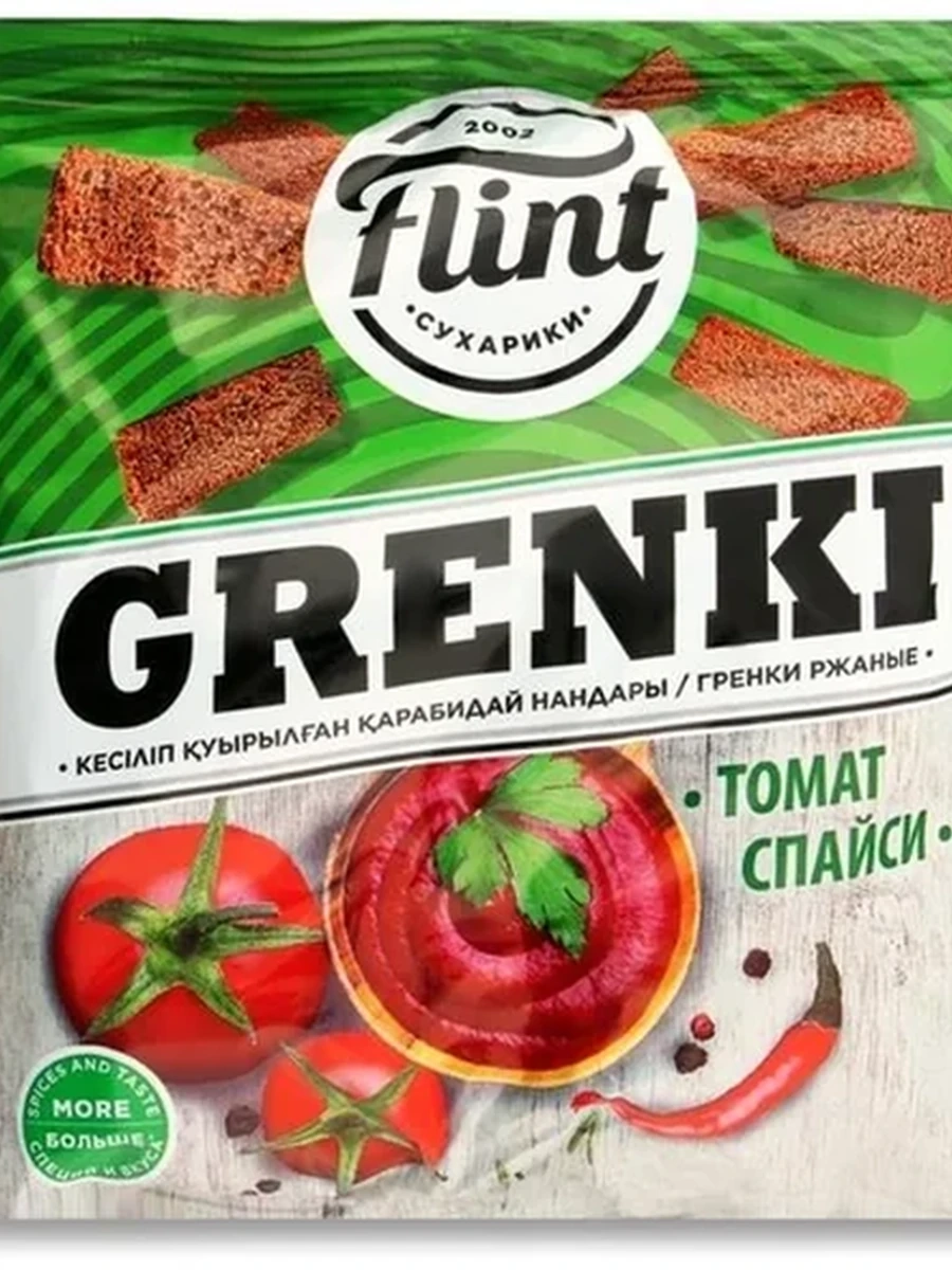 СУХАРИКИ ФЛИНТ ГРЕНКИ СО ВКУСОМ ТОМАТ СПАЙСИ 100ГР
