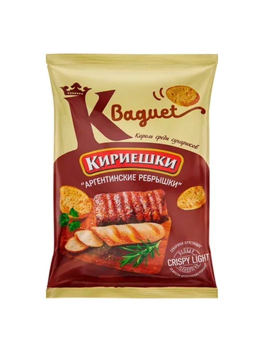СУХАРИКИ КИРИЕШКИ BAGUET АРГЕНТИНСКИЕ РЕБРЫШКИ 50ГР