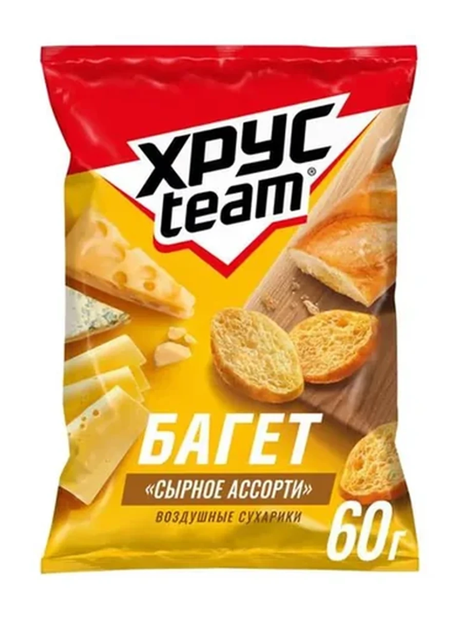 СУХАРИКИ ХРУСTEAM БАГЕТ СЫРНОЕ АССОРТИ 60ГР