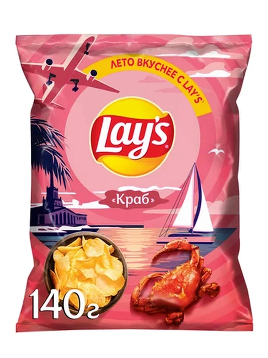 ЧИПСЫ КАРТОФЕЛЬНЫЕ LAY'S СО ВКУСОМ КРАБА 140ГР