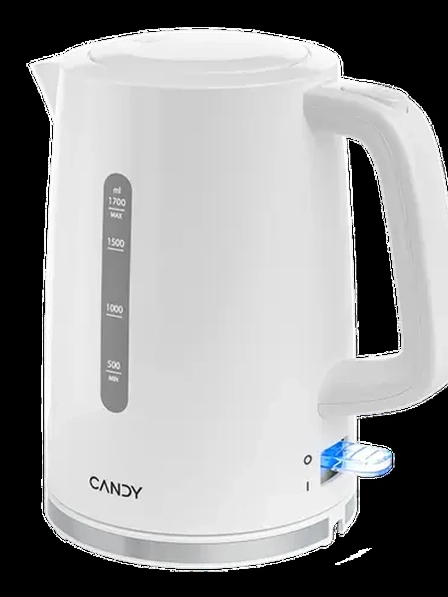 Электрочайник Candy CK-100 [нержавеющая сталь, 1.7 л, 1850 Вт, скрытый нагревательный элемент, белый]