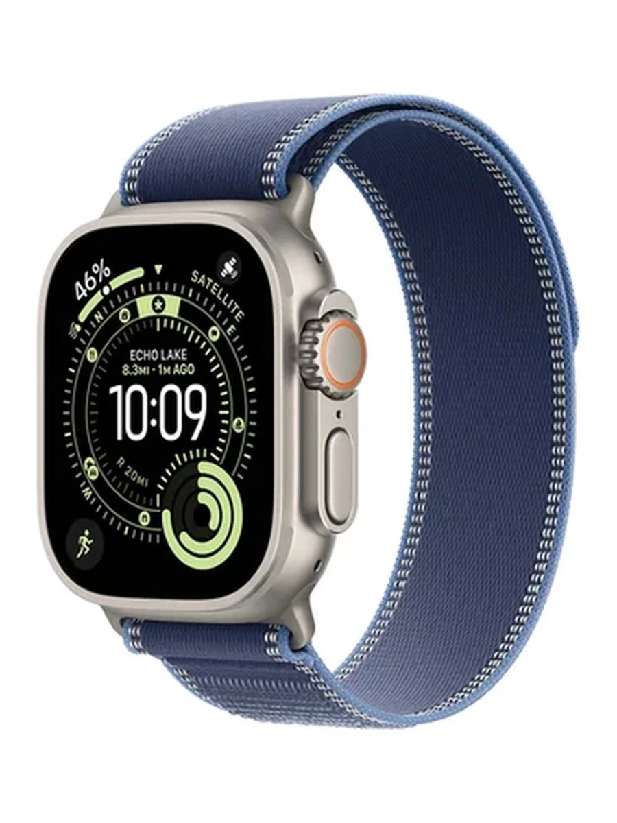 Apple Watch Ultra 3 GPS + Cellular, 49mm Natural Titanium Case with Blue/Bright Blue Trail Loop – M/L