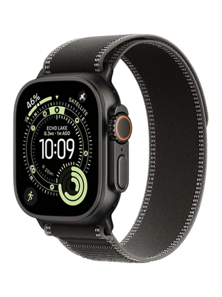 Apple Watch Ultra 3 GPS + Cellular, 49mm Black Titanium Case with Black/Charcoal Trail Loop – M/L