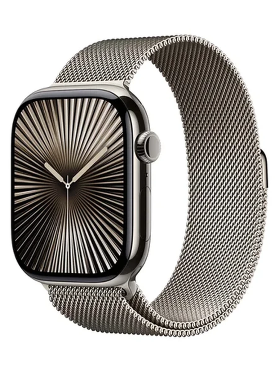 Apple Watch Series 10 GPS + Cellular, 46mm Natural Titanium Case with Natural Milanese Loop – M/L