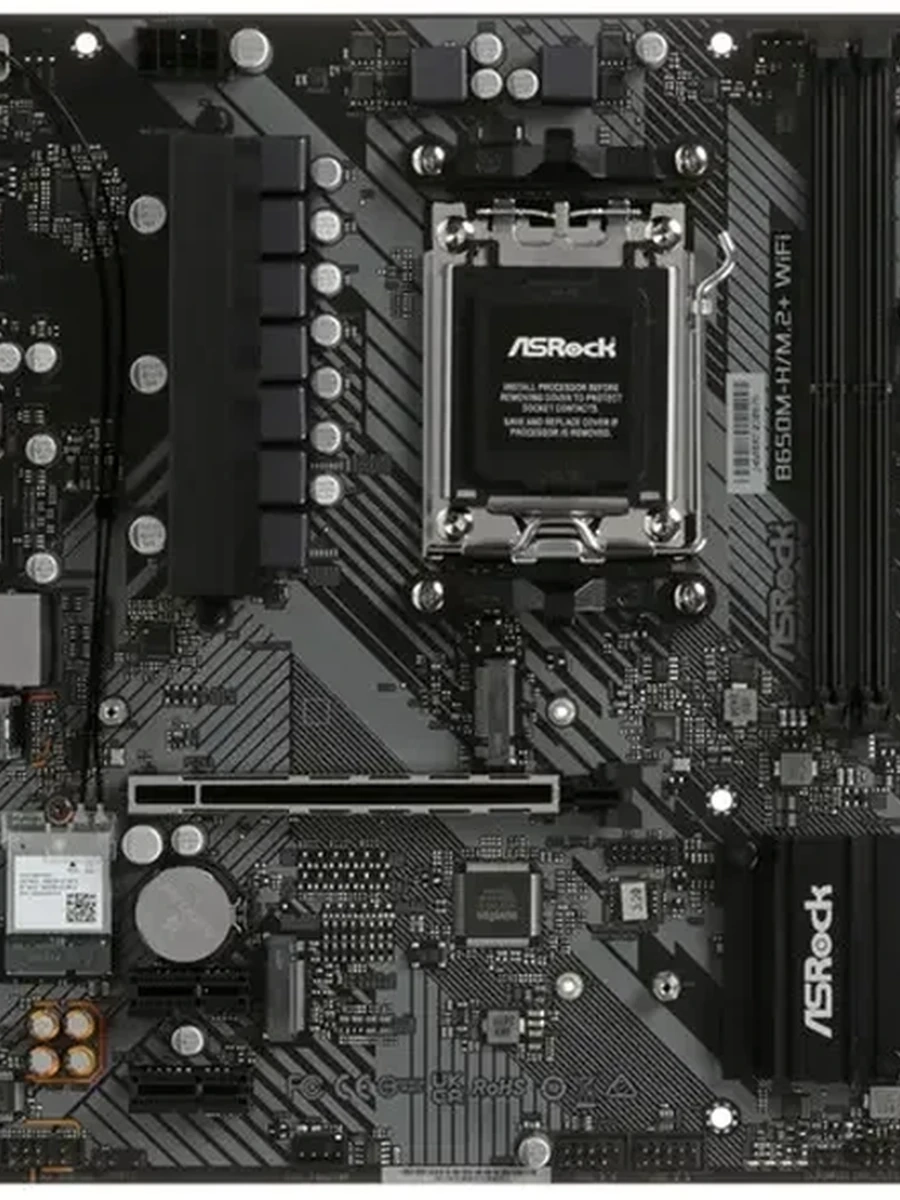 Плата ASRock AM5 B650 B650M-H/M.2+ WIFI 2xDDR5 PCI-Ex16 DP/HDMI 4xSATA3 2xM2 USB3.2 Gen1 Type-C mATX