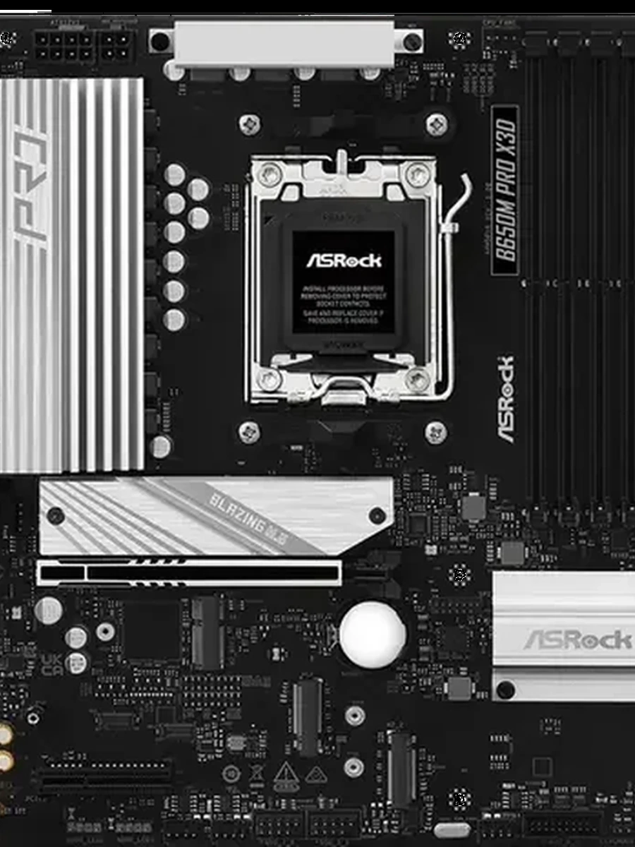 Плата ASRock AM5 B650 B650M PRO X3D 4xDDR5 PCI-Ex16 (Gen5) DP/HDMI SATA3 3xM2 USB3.2 Gen2 Type-C WiFi ATX
