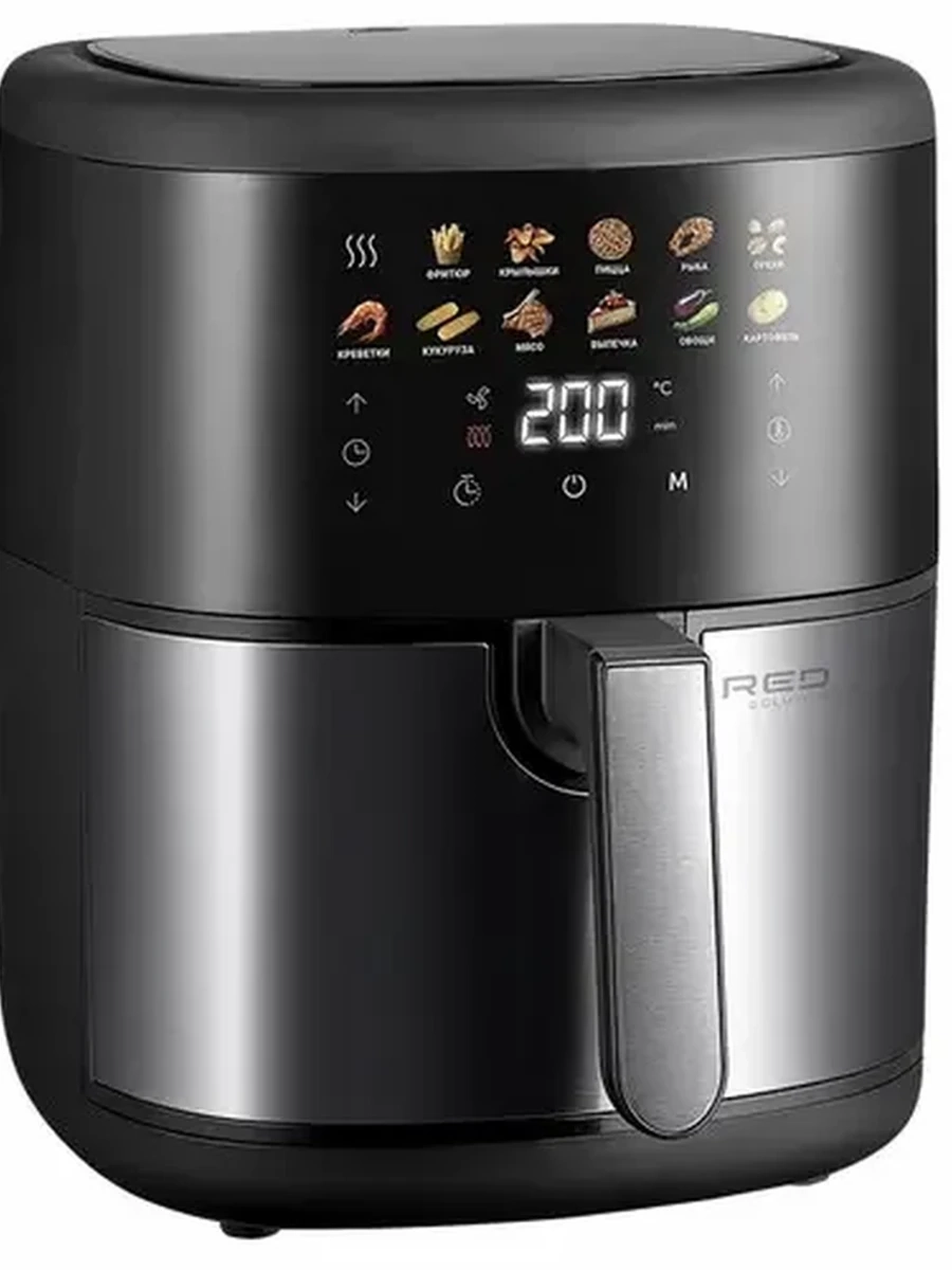 Аэрогриль RED SOLUTION COLORSENSE W261 [1500 Вт, 6 л, упр. - сенсор, программ - 12, таймер на - 60 мин, черный, серый]