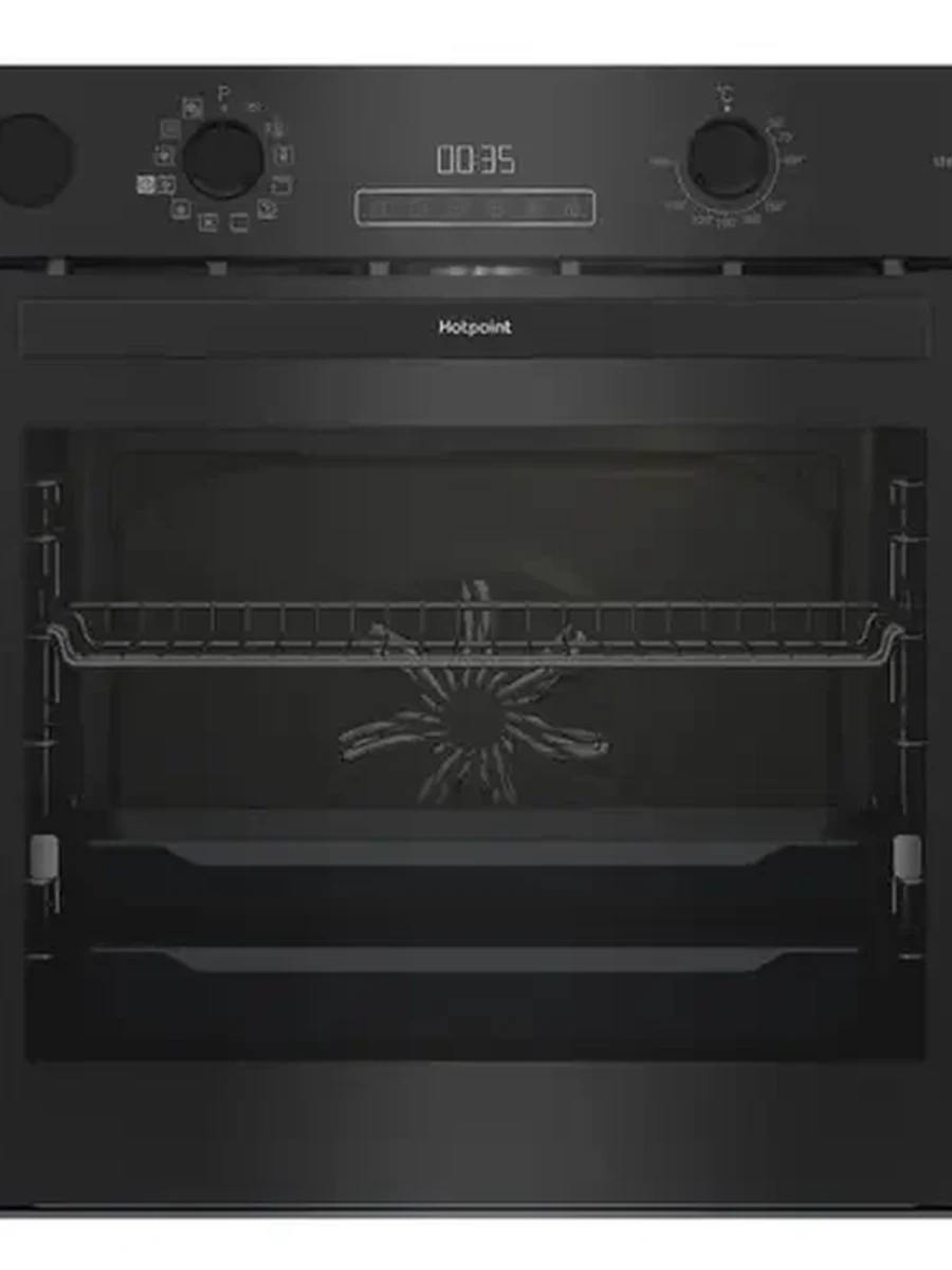 Электрический духовой шкаф HotPoint HSTFD 1232 JS BLG [72 л, каталит., оч. паром, гриль, конв., сенсор, утапл. ручки, ст.-3 шт, дисплей, черный]