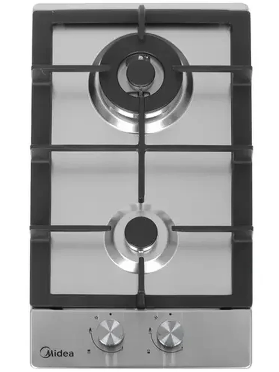 Газовая варочная поверхность Midea MG3205TX [нерж.сталь, 2 конф., газ-контр., корона: есть, решетки-чугун, серебристый]