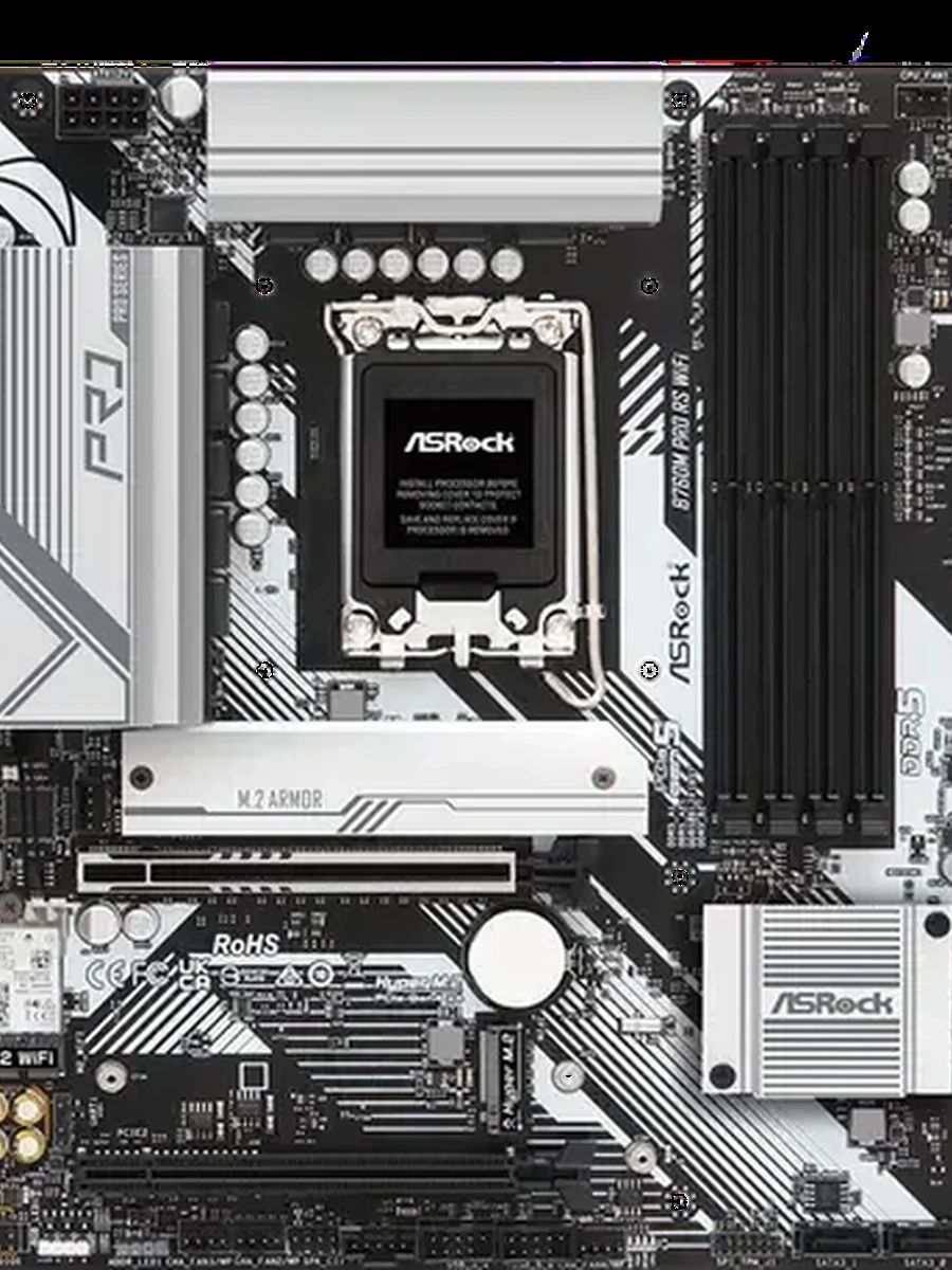 Плата ASRock LGA1700 B760 B760M Pro RS WIFI 4xDDR5 2xPCI-Ex16 DP/HDMI SATA3 3xM2 USB3.2 Gen1 Type-C WiFi mATX