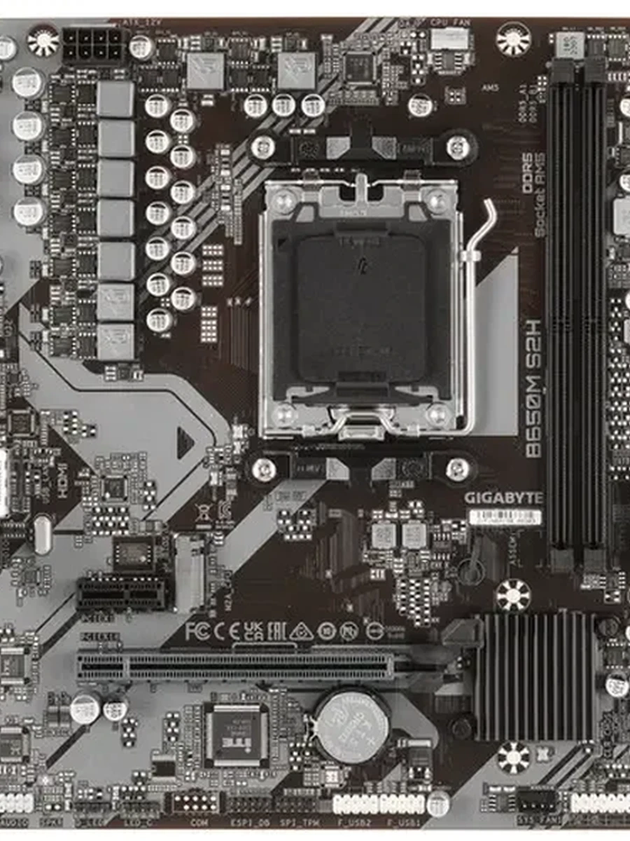 Плата Gigabyte AM5 B650 B650M S2H 2xDDR5 PCI-Ex16 DP/HDMI/DSub SATA3 M2 USB3.2 Gen1 mATX